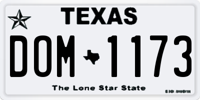 TX license plate DOM1173
