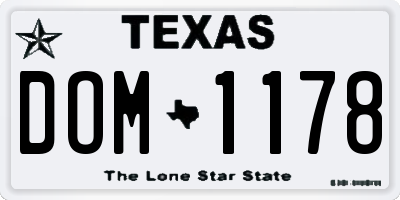 TX license plate DOM1178