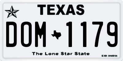 TX license plate DOM1179