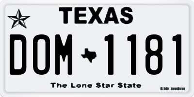 TX license plate DOM1181