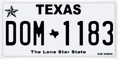 TX license plate DOM1183