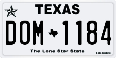 TX license plate DOM1184