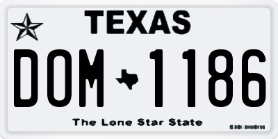 TX license plate DOM1186