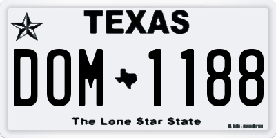 TX license plate DOM1188