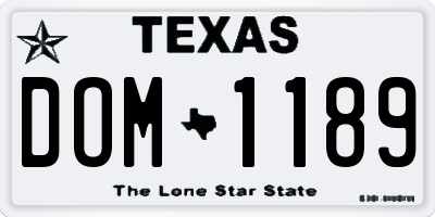 TX license plate DOM1189