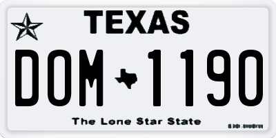 TX license plate DOM1190