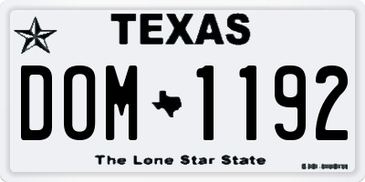 TX license plate DOM1192