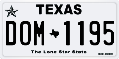 TX license plate DOM1195