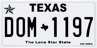 TX license plate DOM1197