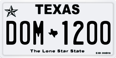 TX license plate DOM1200