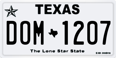 TX license plate DOM1207
