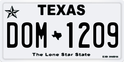 TX license plate DOM1209