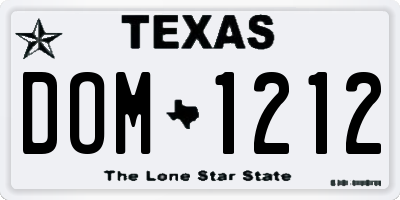 TX license plate DOM1212