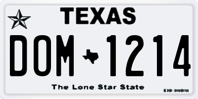 TX license plate DOM1214