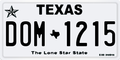 TX license plate DOM1215