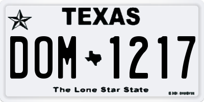 TX license plate DOM1217