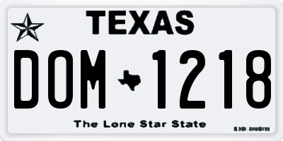 TX license plate DOM1218