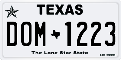 TX license plate DOM1223