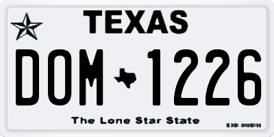 TX license plate DOM1226