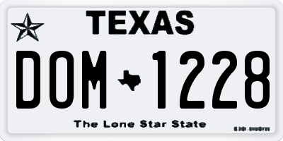 TX license plate DOM1228