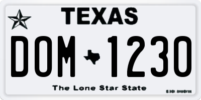 TX license plate DOM1230