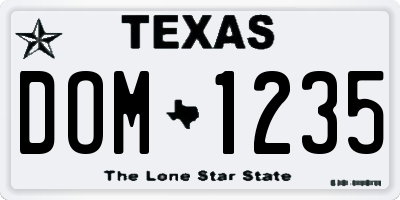 TX license plate DOM1235
