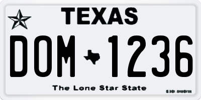 TX license plate DOM1236