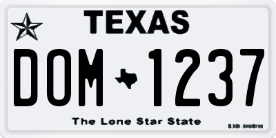 TX license plate DOM1237