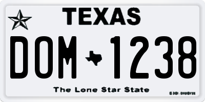 TX license plate DOM1238