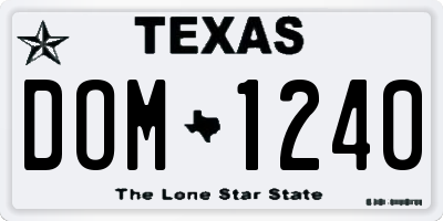 TX license plate DOM1240