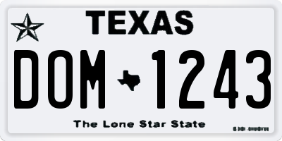 TX license plate DOM1243