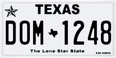 TX license plate DOM1248