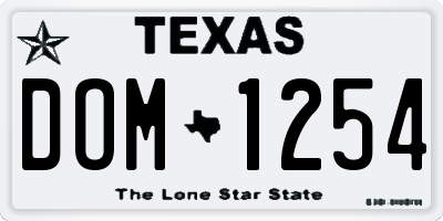 TX license plate DOM1254