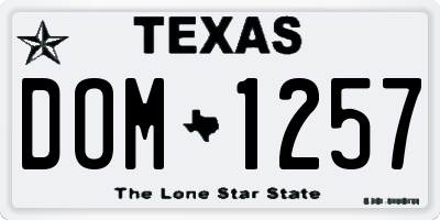 TX license plate DOM1257