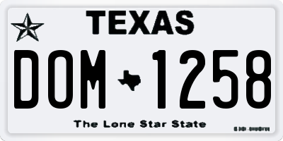 TX license plate DOM1258