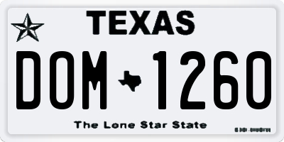 TX license plate DOM1260