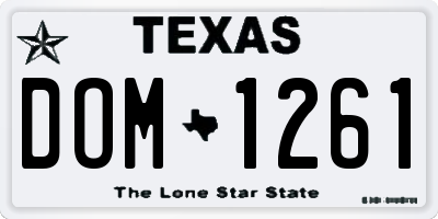 TX license plate DOM1261