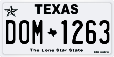 TX license plate DOM1263