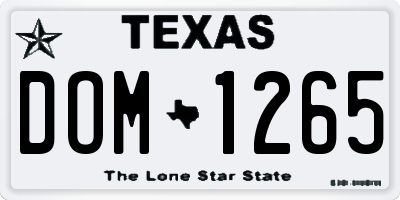 TX license plate DOM1265
