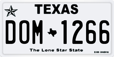 TX license plate DOM1266