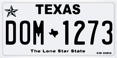 TX license plate DOM1273