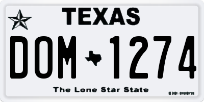 TX license plate DOM1274