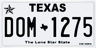 TX license plate DOM1275