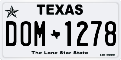 TX license plate DOM1278