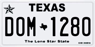 TX license plate DOM1280