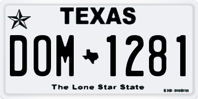 TX license plate DOM1281