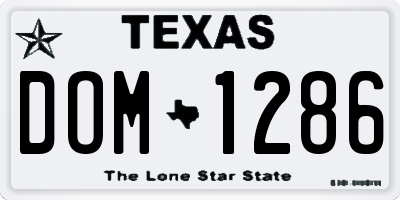 TX license plate DOM1286