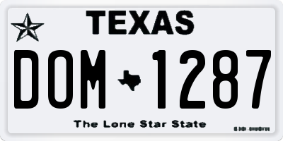 TX license plate DOM1287