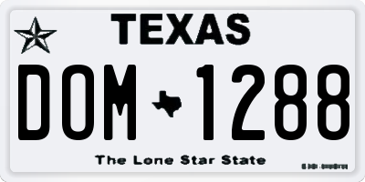 TX license plate DOM1288