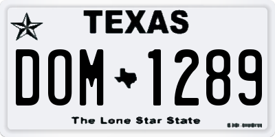 TX license plate DOM1289